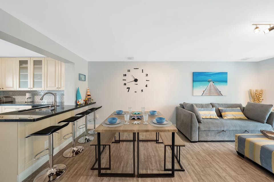 Spacious and beautifully designed open-concept living and dining area