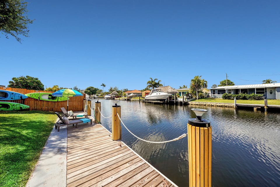 Lounge and relax on the dock over looking the canal with ocean access.