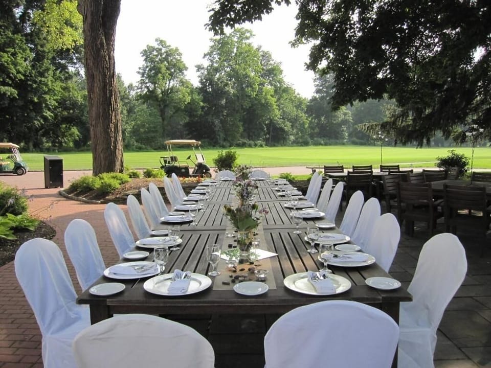 Gather outdoors for alfresco dinners with scenic fairway views.