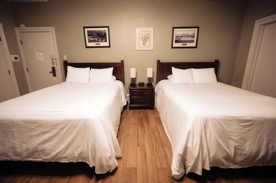Sleep soundly in crisp linens on matching, sturdy bed frames