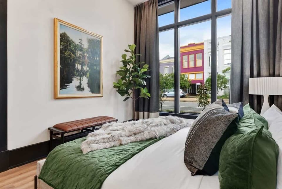 Unit 1: Bedroom 1 | 1 King Bed | Ensuite ADA-Compliant Full Bathroom | Single-Level Layout