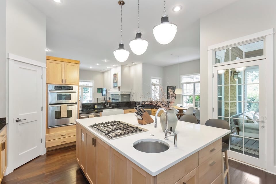 Plenty of light fills the kitchen space
