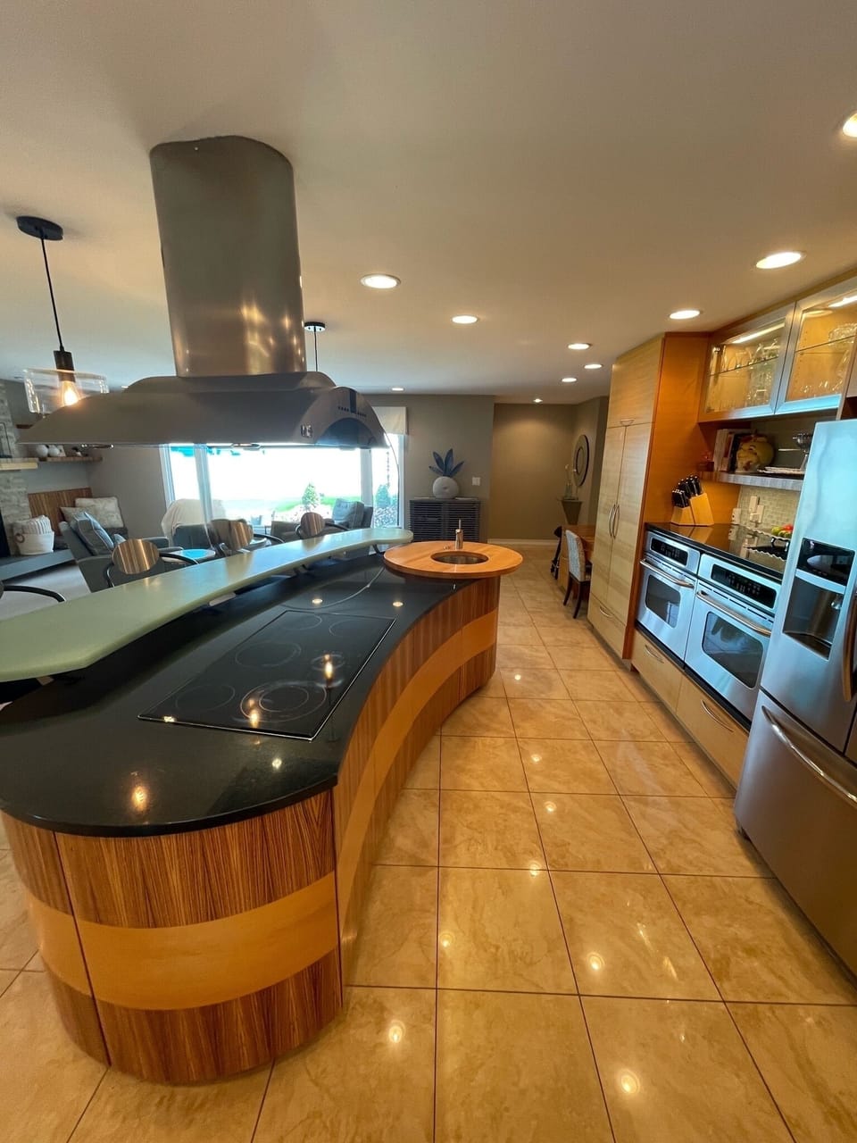 Open kitchen with heated floors