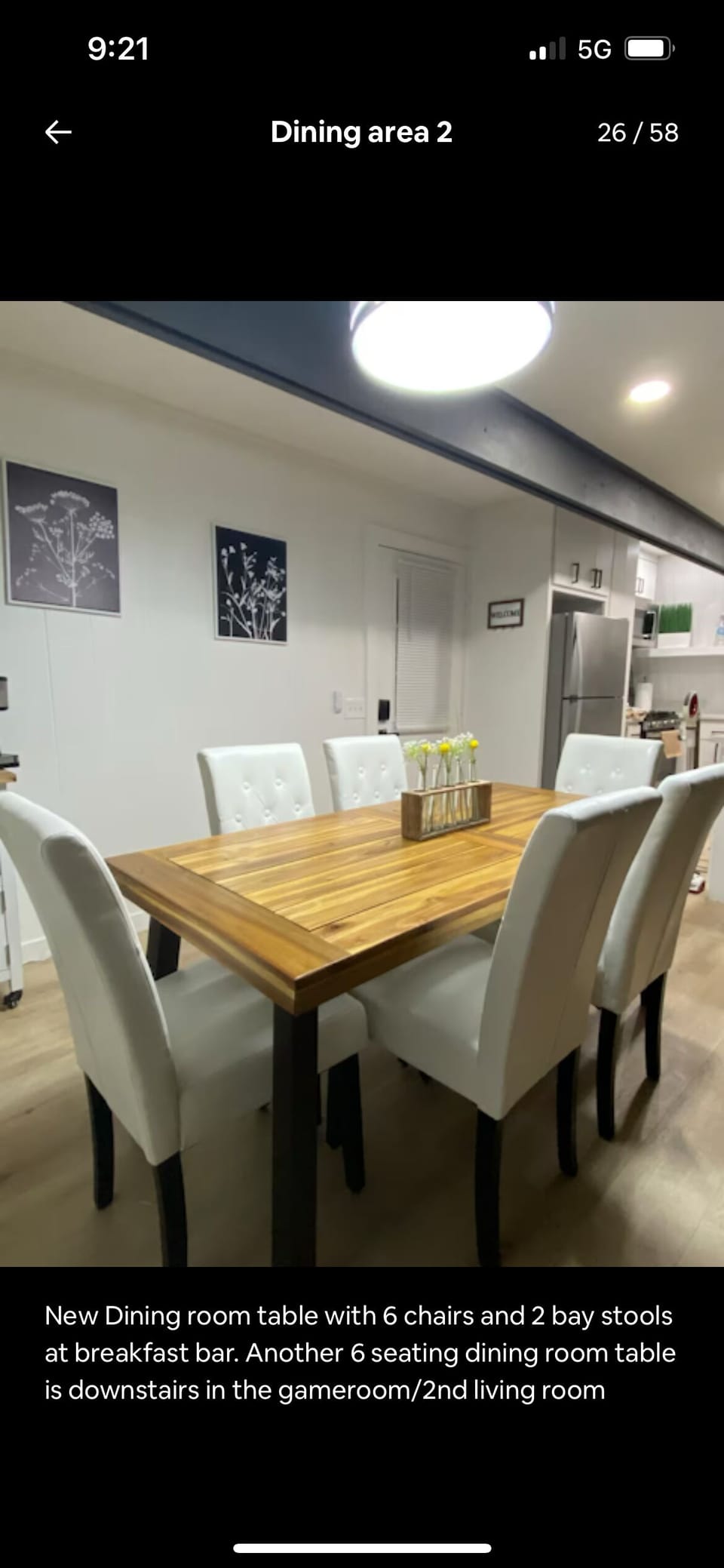 Seating for 6 at the table and 2 at the bar