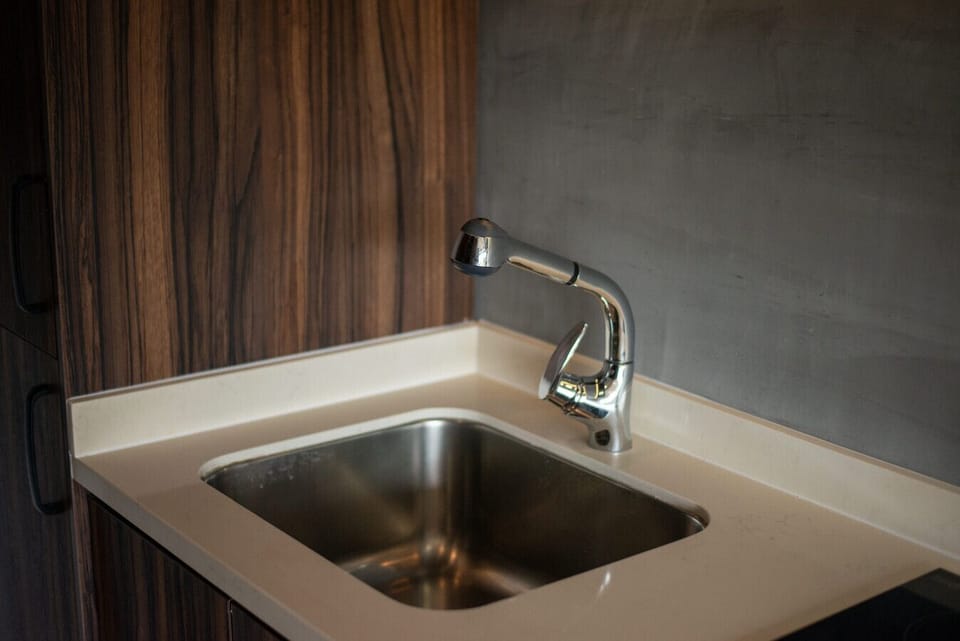 Minimalist sink with a sleek, modern look.