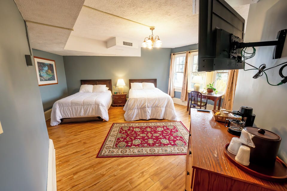 Settle in with two plush beds and easy in-room refreshment.