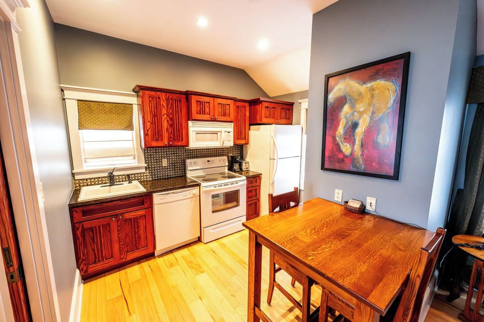 Cook together easily with full appliances and generous counter space