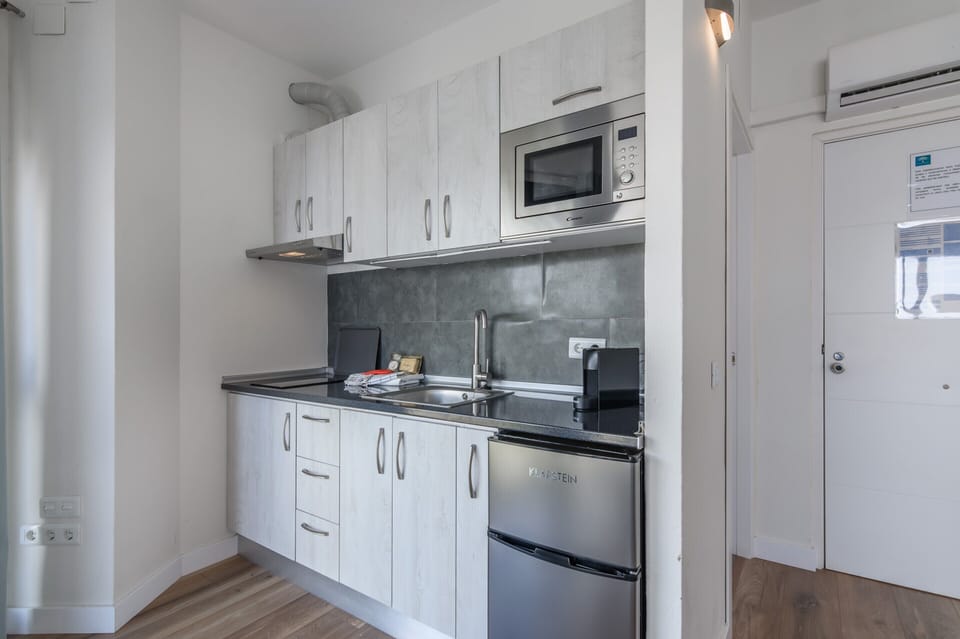Apartment | Private kitchen | Fridge, microwave, coffee/tea maker, electric kettle