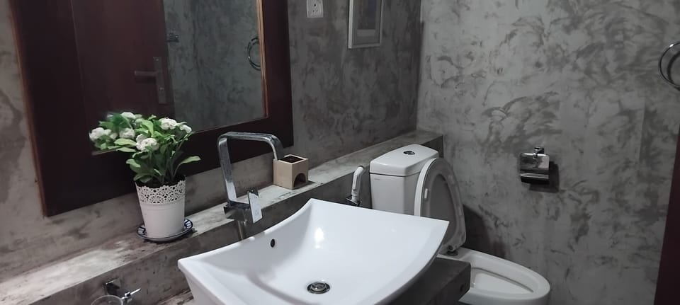 Shower, bidet, towels, soap