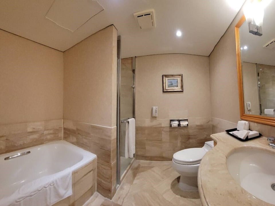 Superior Twin- No View | Bathroom | Combined shower/tub, deep soaking tub, free toiletries, hair dryer