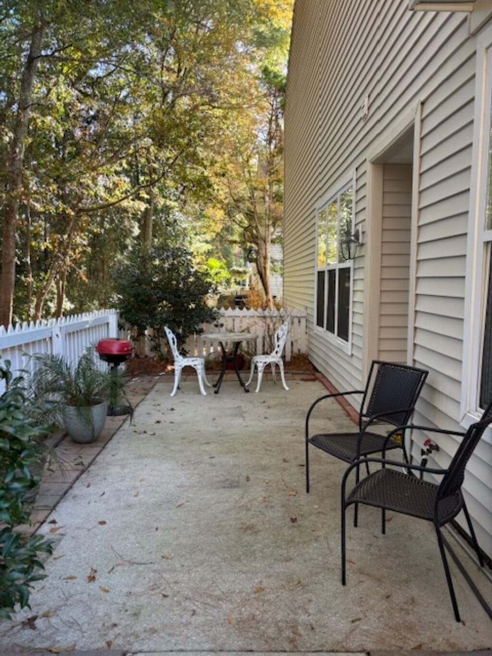 The patio is the perfect location for morning coffee, meals and drinks.