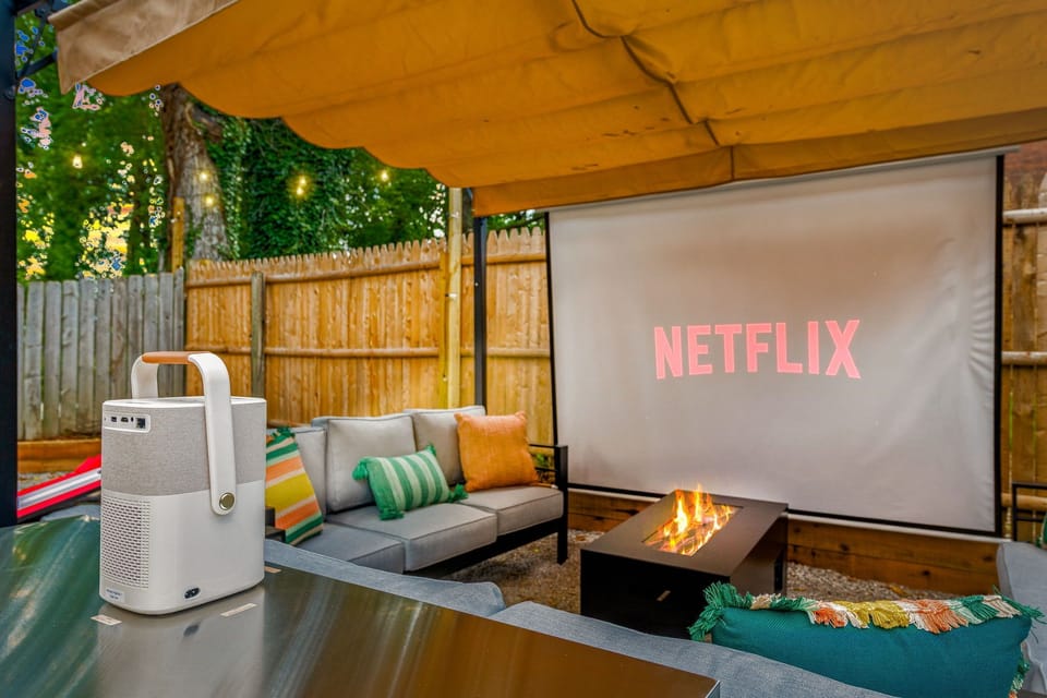 Outdoor cinema under the stars