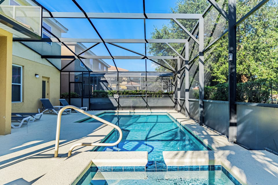Outdoor pool, sun loungers