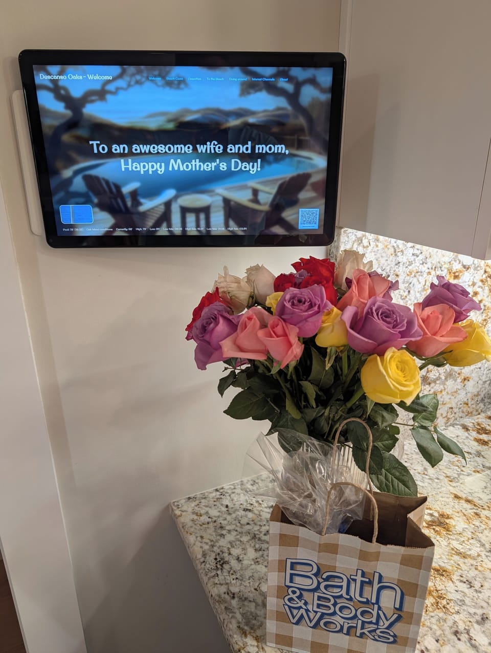 Guest Kiosk: visit and celebration idea. (Flowers and gifts not included.)