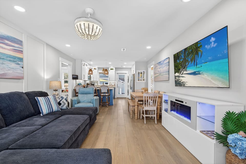 Living room, dining area, kitchen