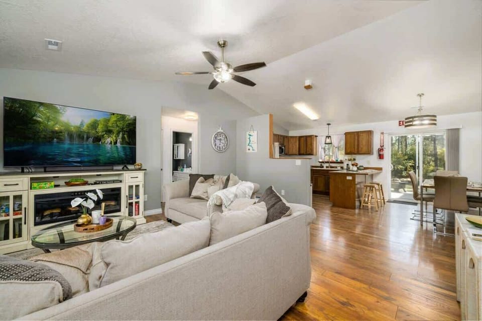 Living room with open concept floor plan
