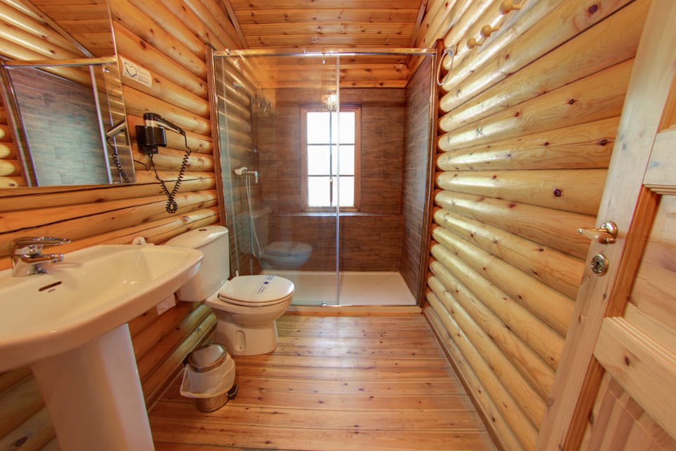 Basic Cabin, 1 Bedroom | Bathroom | Free toiletries, hair dryer, bathrobes, towels