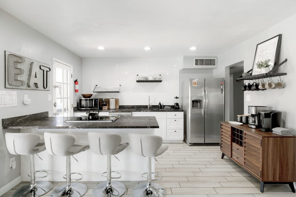 Coffee bar: Cuisinart drip, Keurig, locally roasted Press coffee