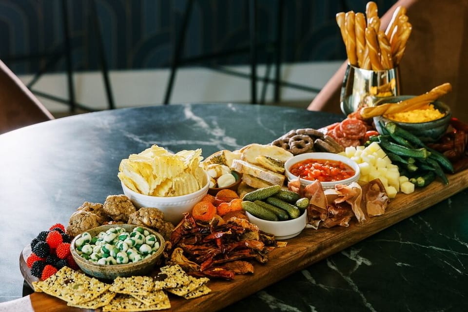 Concierge service is available with snack boards, fridge stocking, beverage bar