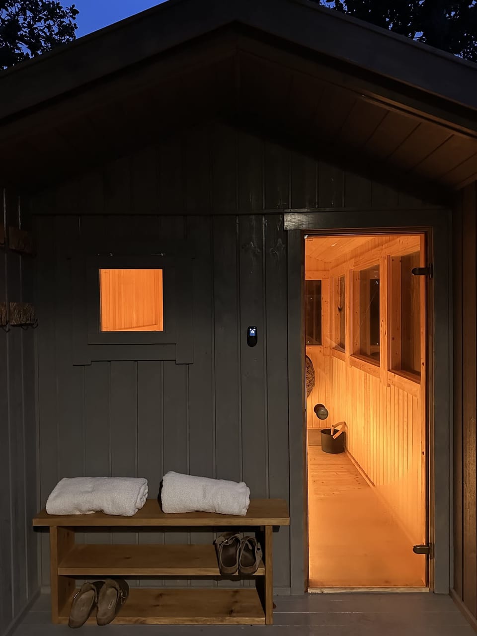The sauna, in the woods at Tors Park