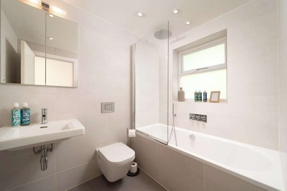 This sleek, modern bathroom comes equipped with all the toiletries you could need!