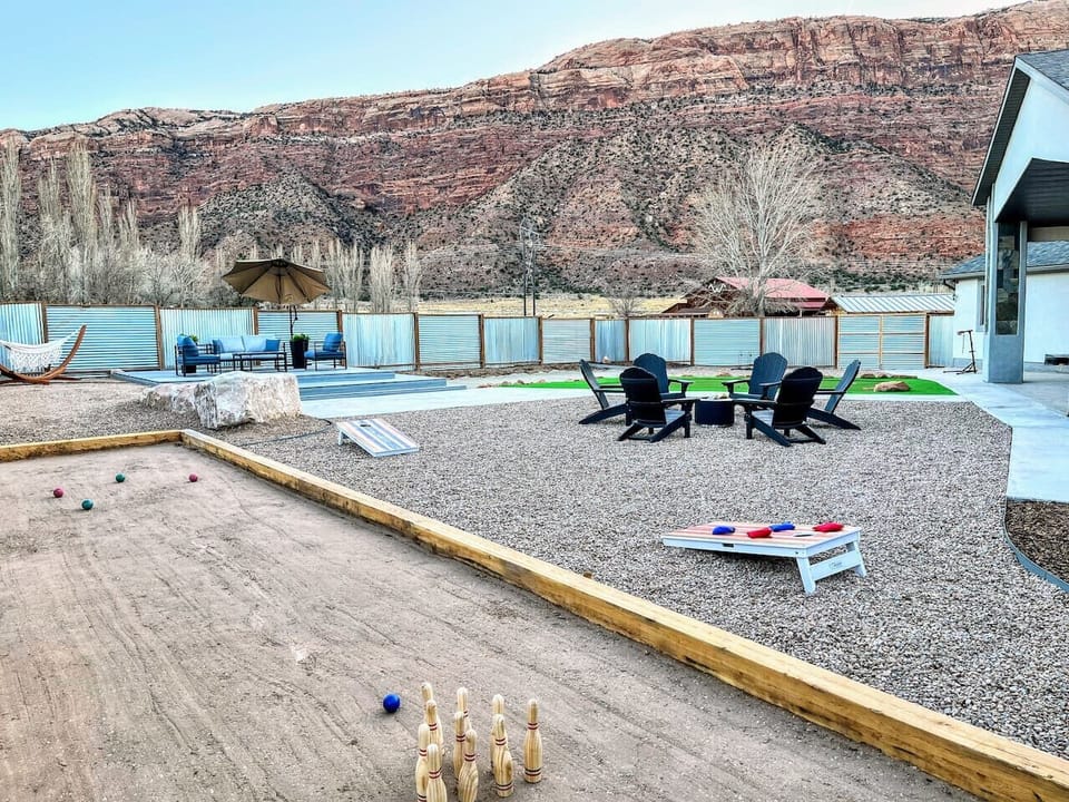 Play a round of bocce ball or lawn bowling or corn hole while enjoying mountain views.
