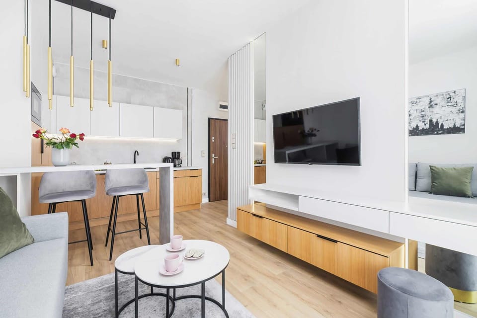 Modern TV in the apartment. 