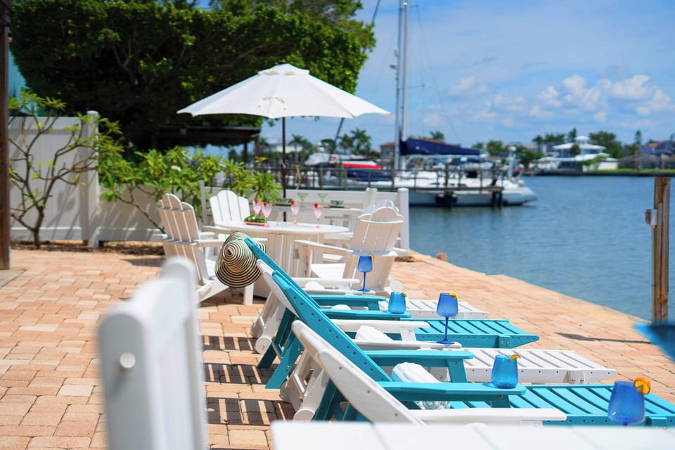 After paddle boarding, lougers are ready for you to tan.