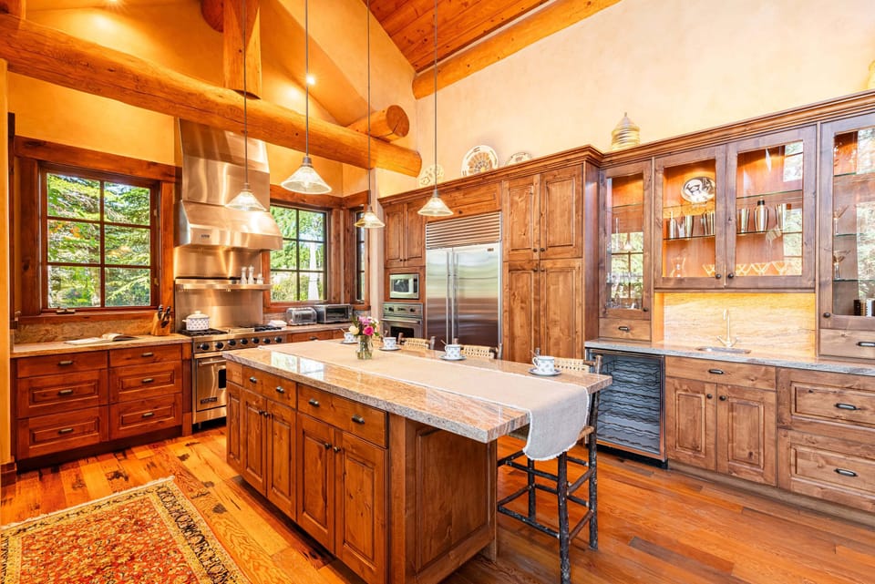Fully Equipped Chef's Kitchen - Stainless Steel Appliances, Coffee Makers, Bar with Wine Fridge, and cocktail supplies