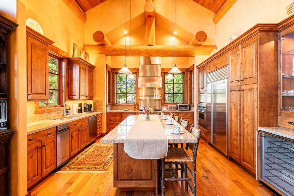Fully Equipped Chef's Kitchen - Stainless Steel Appliances, Coffee Makers, Bar with Wine Fridge, and cocktail supplies