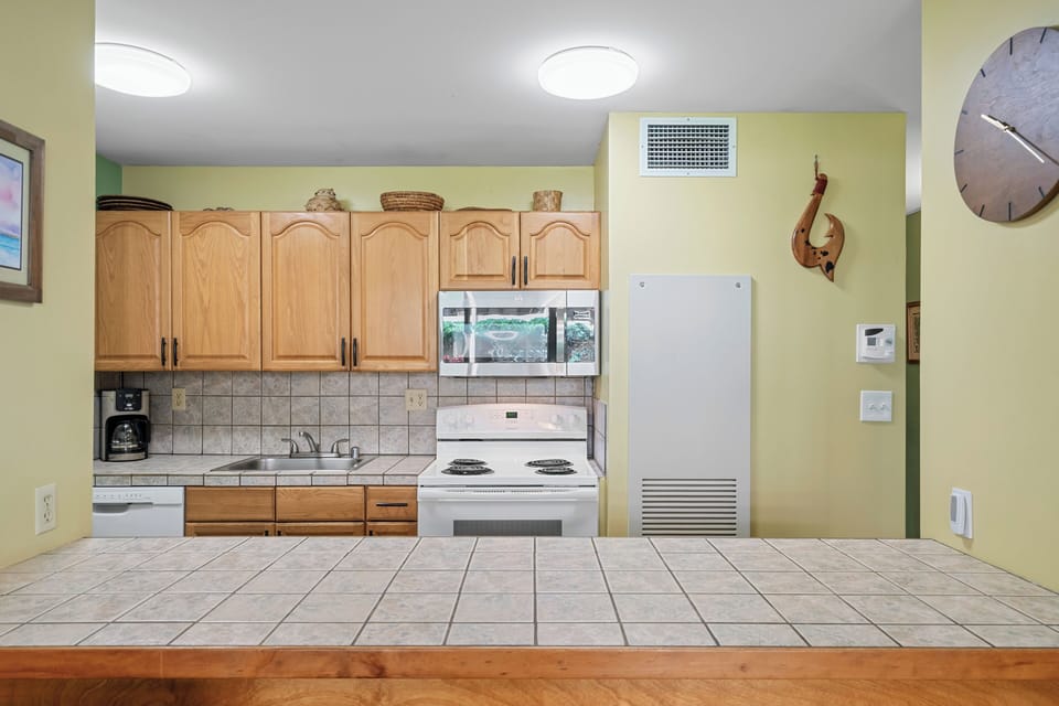 Well-stocked kitchen.
