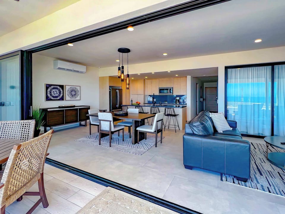 Stylish open concept living space, perfect for groups.