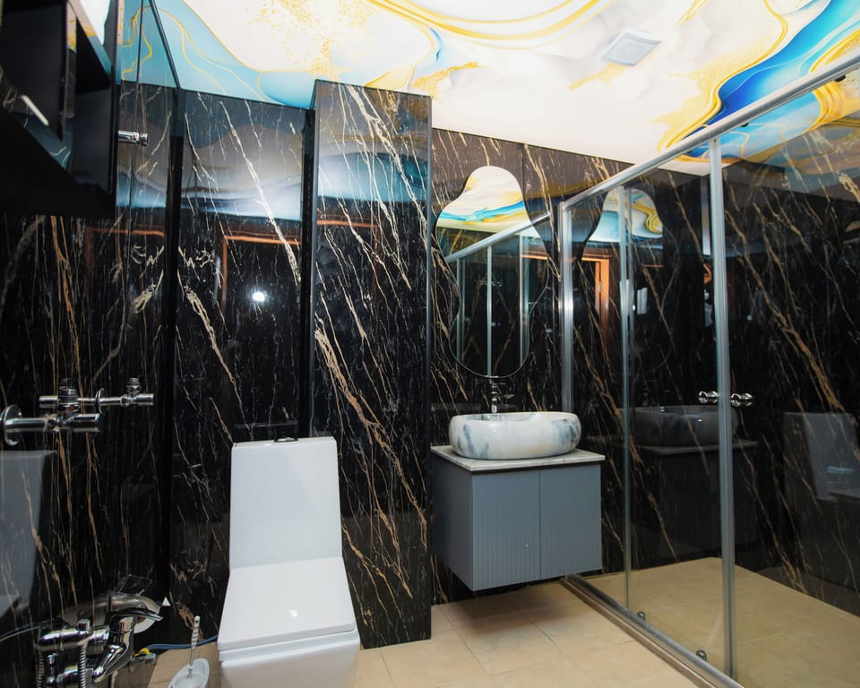 Free toiletries, hair dryer, slippers, bidet