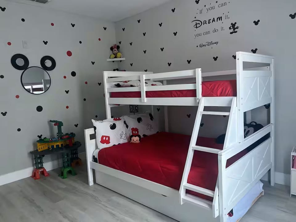 Mickeys Room with bunk beds,toys,games and tv for streaming