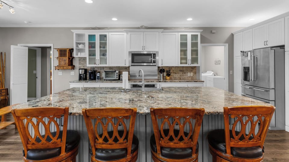 House, Multiple Beds, Pool Access, Pool View (Secluded Sanctuary By the Sea) | Private kitchen | Fridge, microwave, oven, stovetop