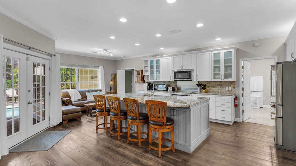House, Multiple Beds, Pool Access, Pool View (Secluded Sanctuary By the Sea) | Private kitchen | Fridge, microwave, oven, stovetop