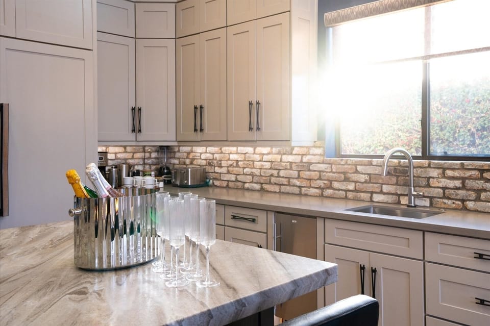Separate ice maker, bar fridges, glassware