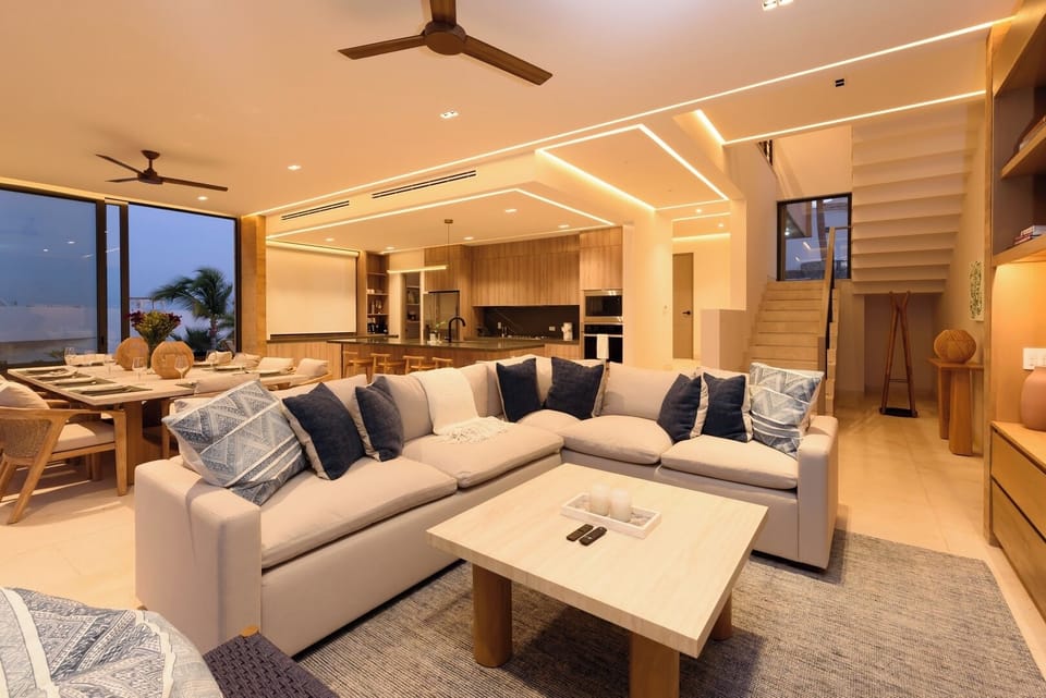 Open Concept Living Room at sunset