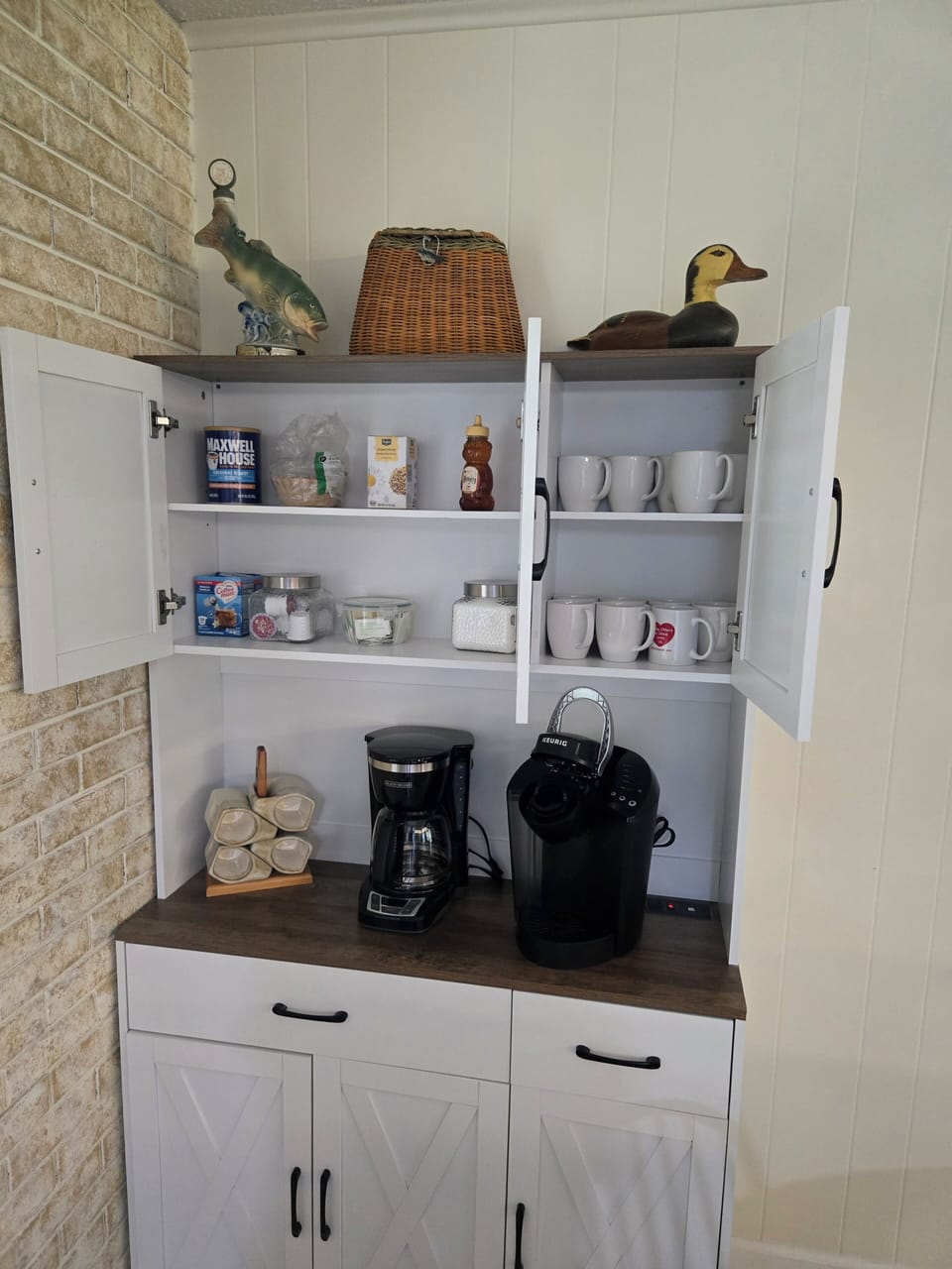 coffee bar with everything you need for your morning cup of coffee or tea