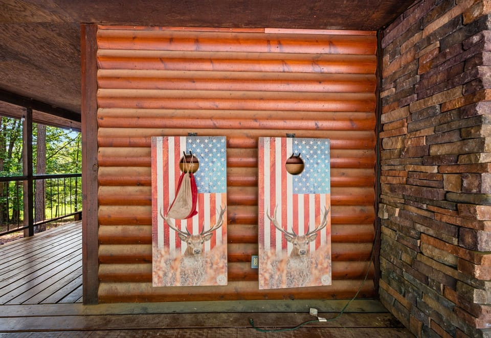 Challenge your crew to a round of cornhole just off the wraparound deck.