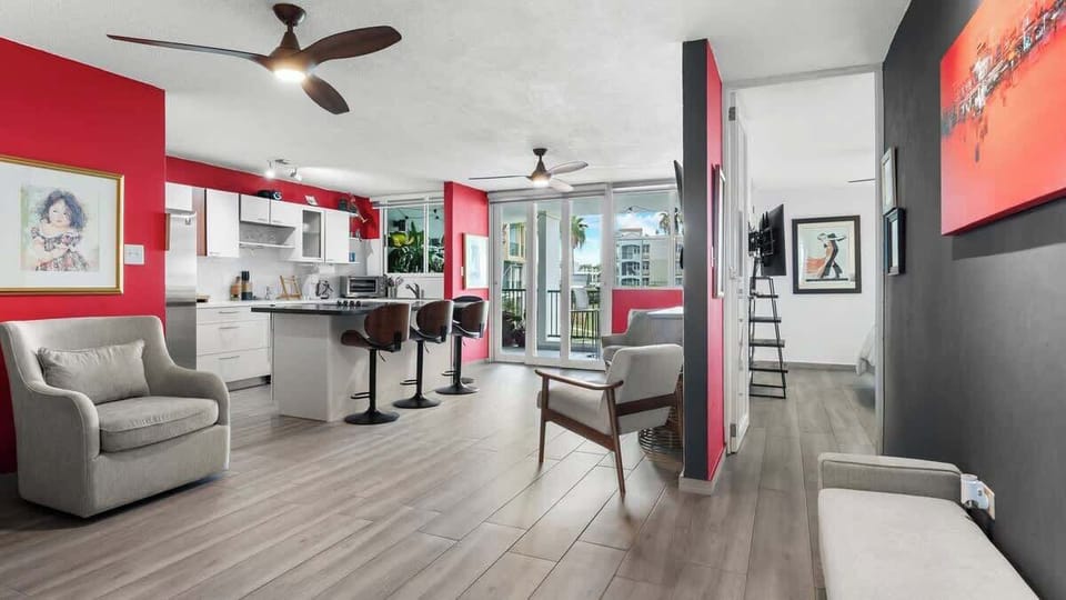 Beautifully designed living and dining area with comfortable seating and outdoor views. Perfect for connecting.