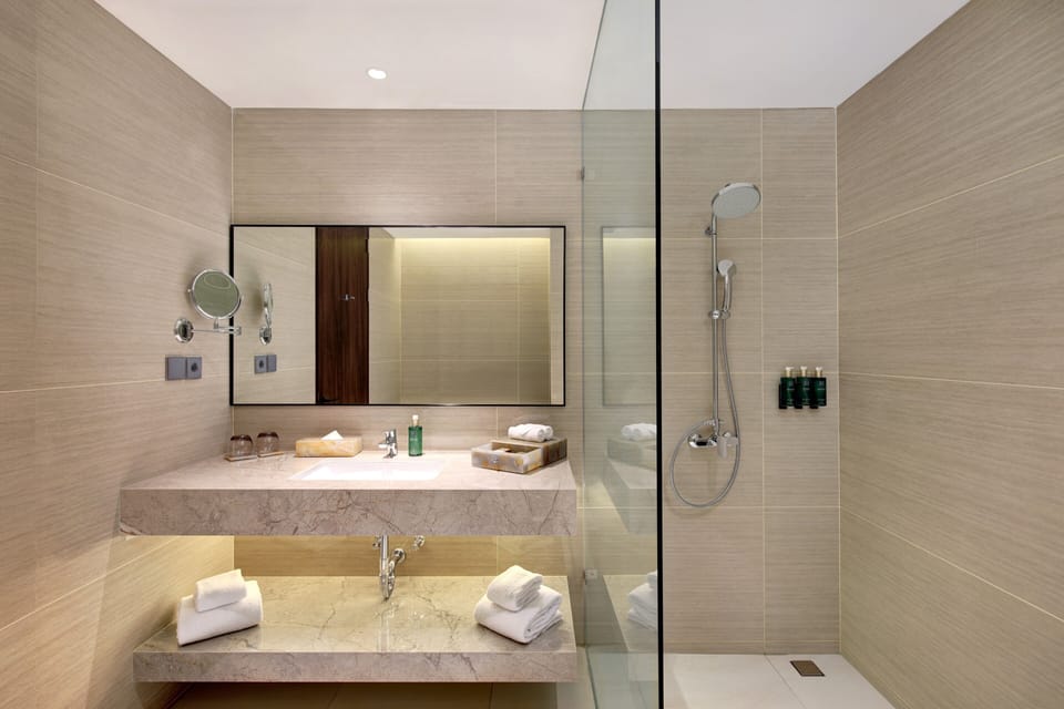 Slippers, towels, soap, shampoo