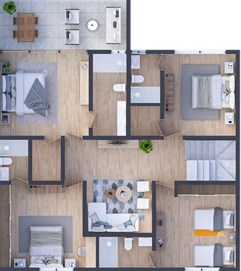 Apartment, 4 Bedrooms, Accessible, Balcony | Floor plan