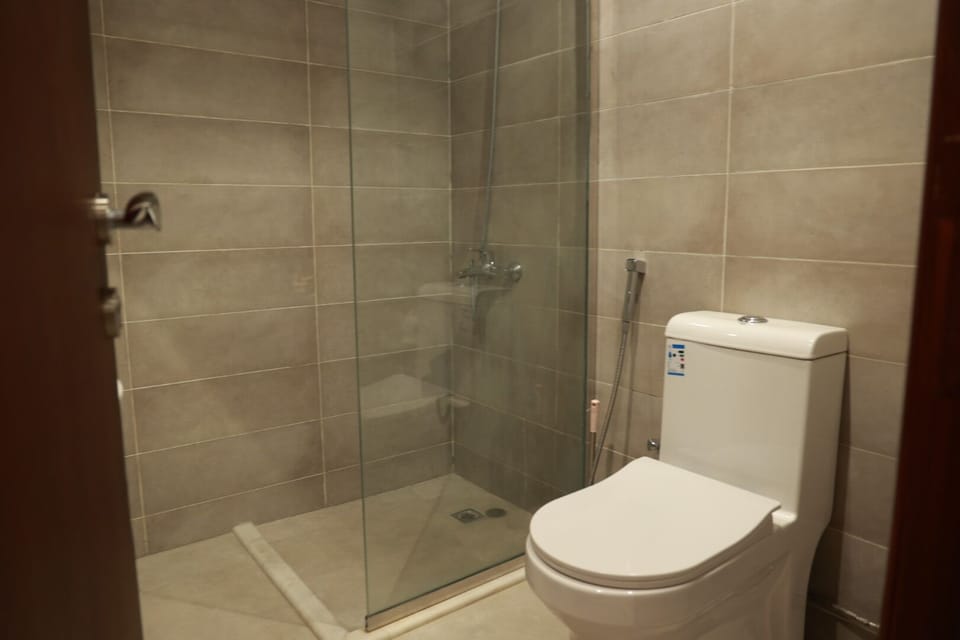 Combined shower/tub, slippers, bidet, towels