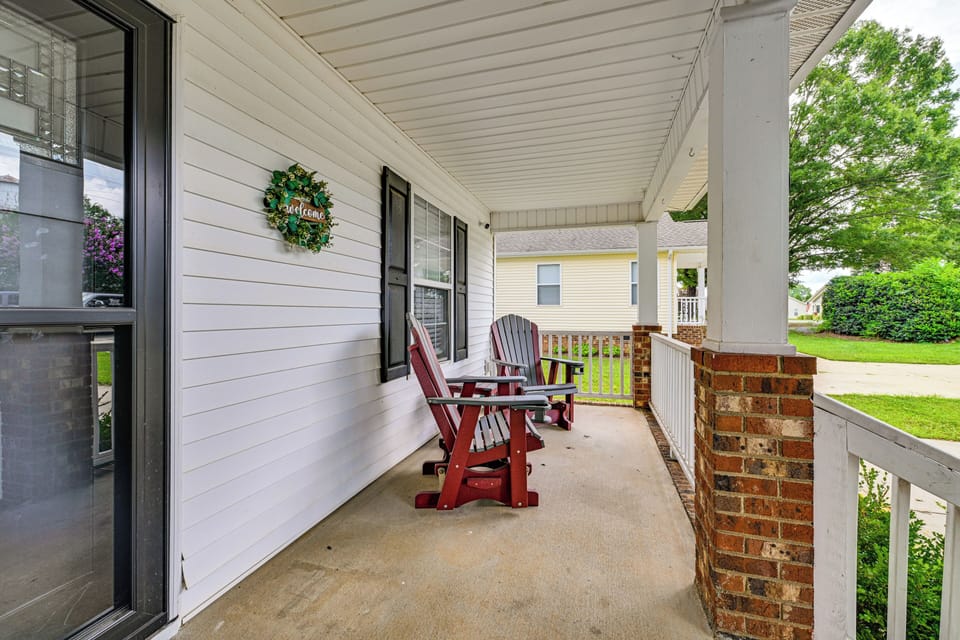 Front Porch | Gas Grill | 2-Person Dining Area | Rocking Chairs