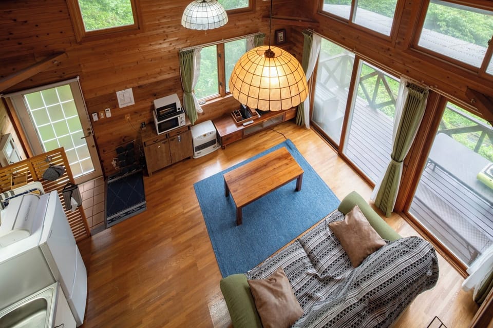A view of the dining area from the second floor.