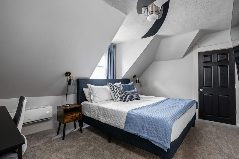 Sleep comfortably in a king size memory foam bed and blackout curtains. Watch your favorite shows and movies on the huge smart TV.