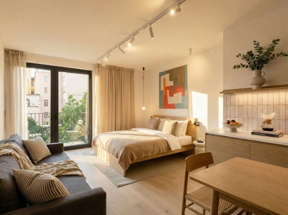 Second bedroom with queen size bed and convertible sofa which can be prepared as extra bed