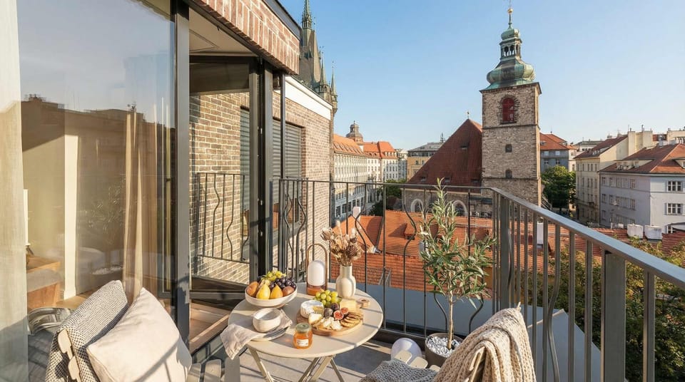 The apartment has a balcony accessible from the third bedroom