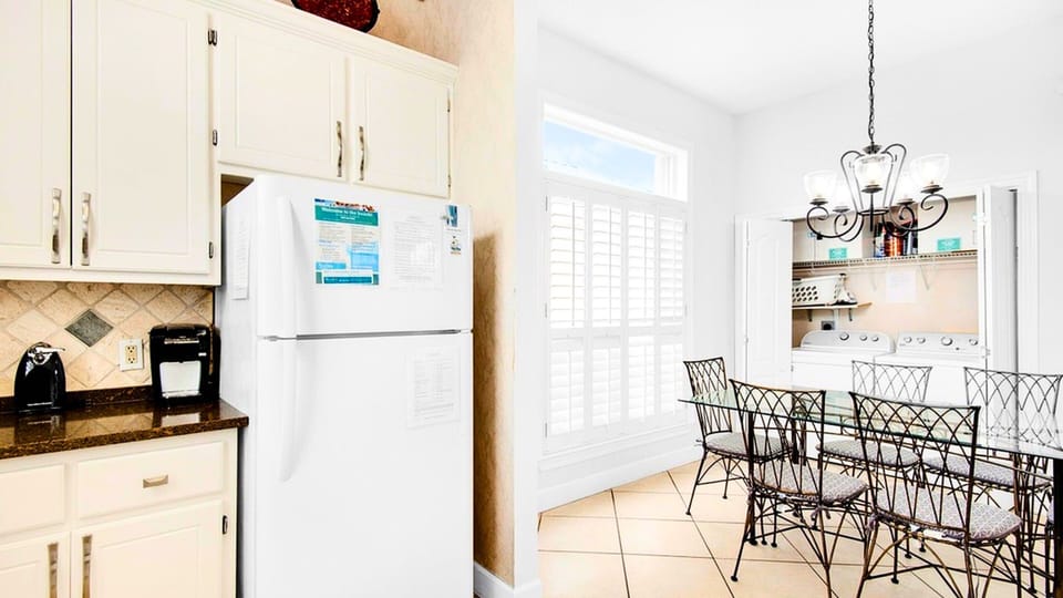 The kitchen flows into the dining area, keeping everyone connected.